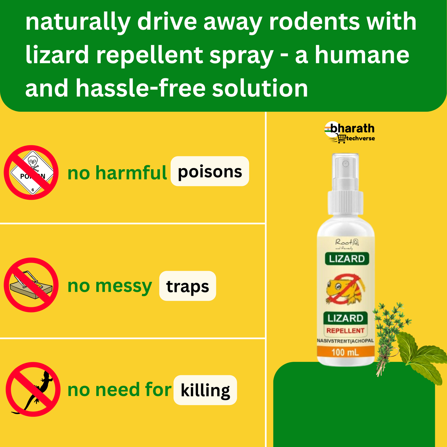 Lizard Repellent Spray Pack of 3 (100ml×3)